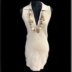 🤎HOUSE OF HARLOW Ribbed Collared Dress Sculpt Knit Polo Dress-SZ M🤎NWT